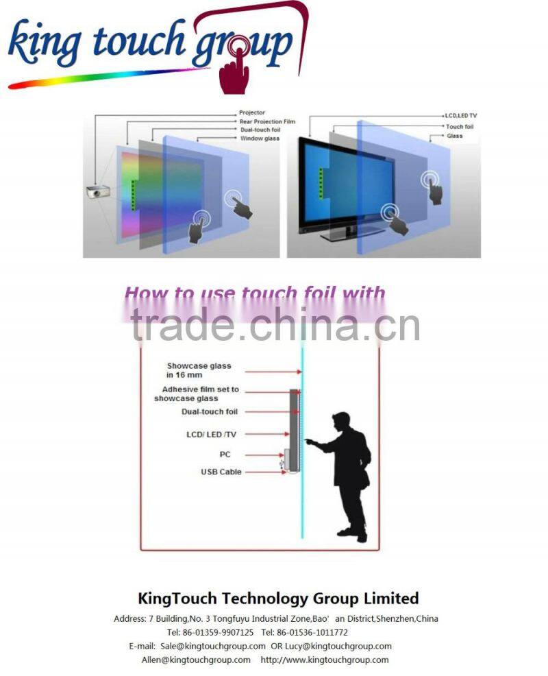 Best Quality! Best Price! 40 inch touch foil, touch screen foil, multi touch foil for glass screen For Touch Table Coffee Table