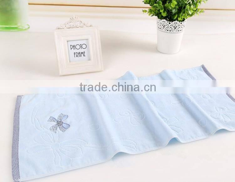 Factory Price Cotton Embroidered Butterfly Cut Pile Face Towel