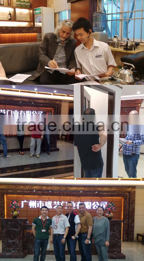 China high quality half view art glass solid wood door for bathroom