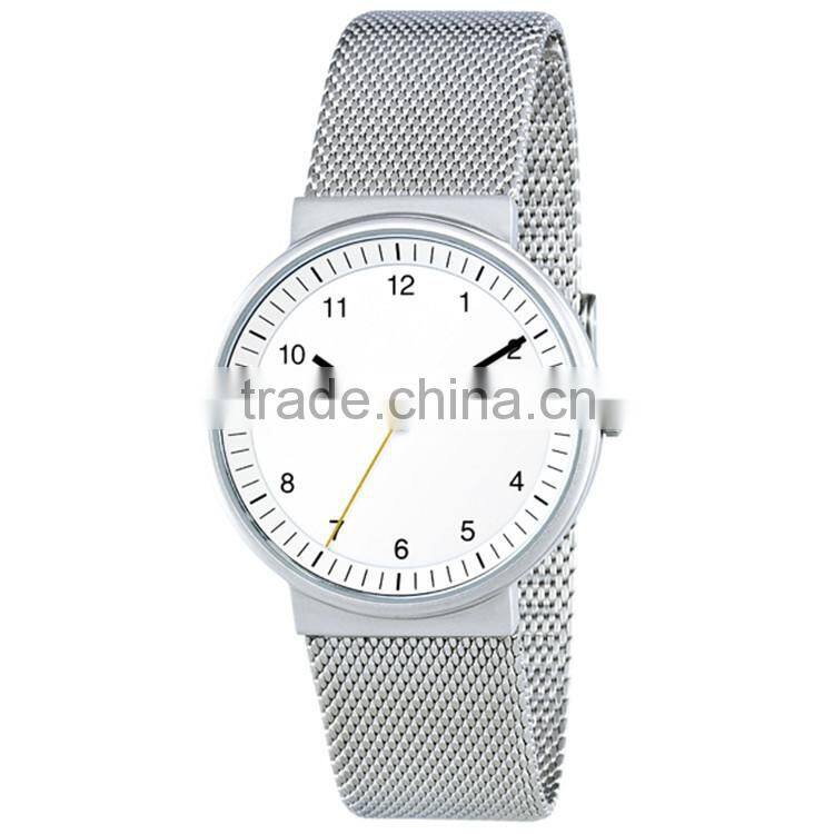Newest watch design stainless steel case mesh stainless steel band small watch case design