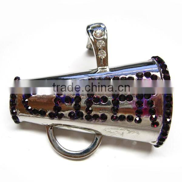 Wholesale Sports Jewelry Red Rhinestone Cheerleading Magaphone Magnetic Pendant Charm