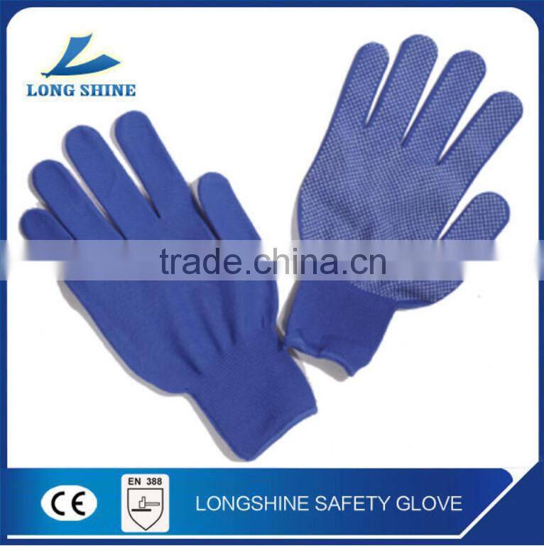 CE High Quality 13G Blue PVC dotted cotton for industry work Safety Gloves