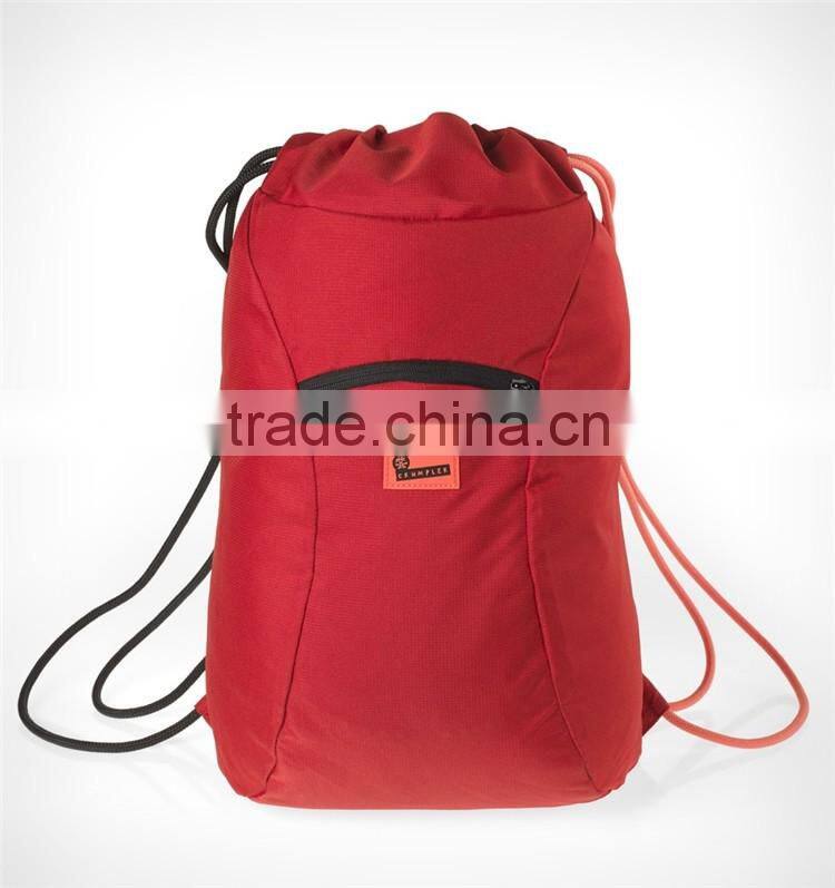 wholesale cheap small pink polyester outdoor gym backpack drawstring bag