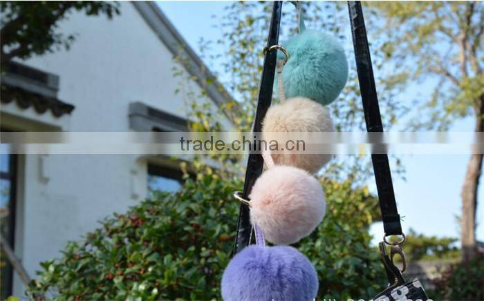 New Arrival Big soft Rabbit Fur Ball key chain