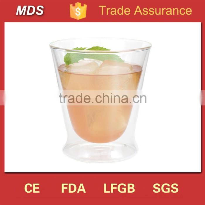 Sale double wall clear glass mug without handle