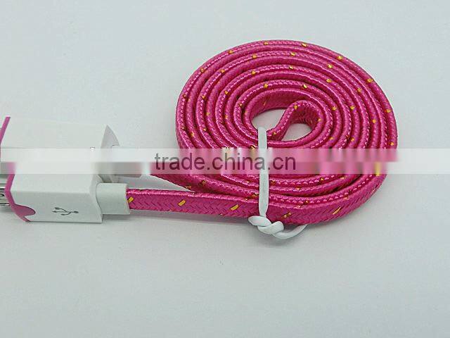new design braid dual color flat micro cable