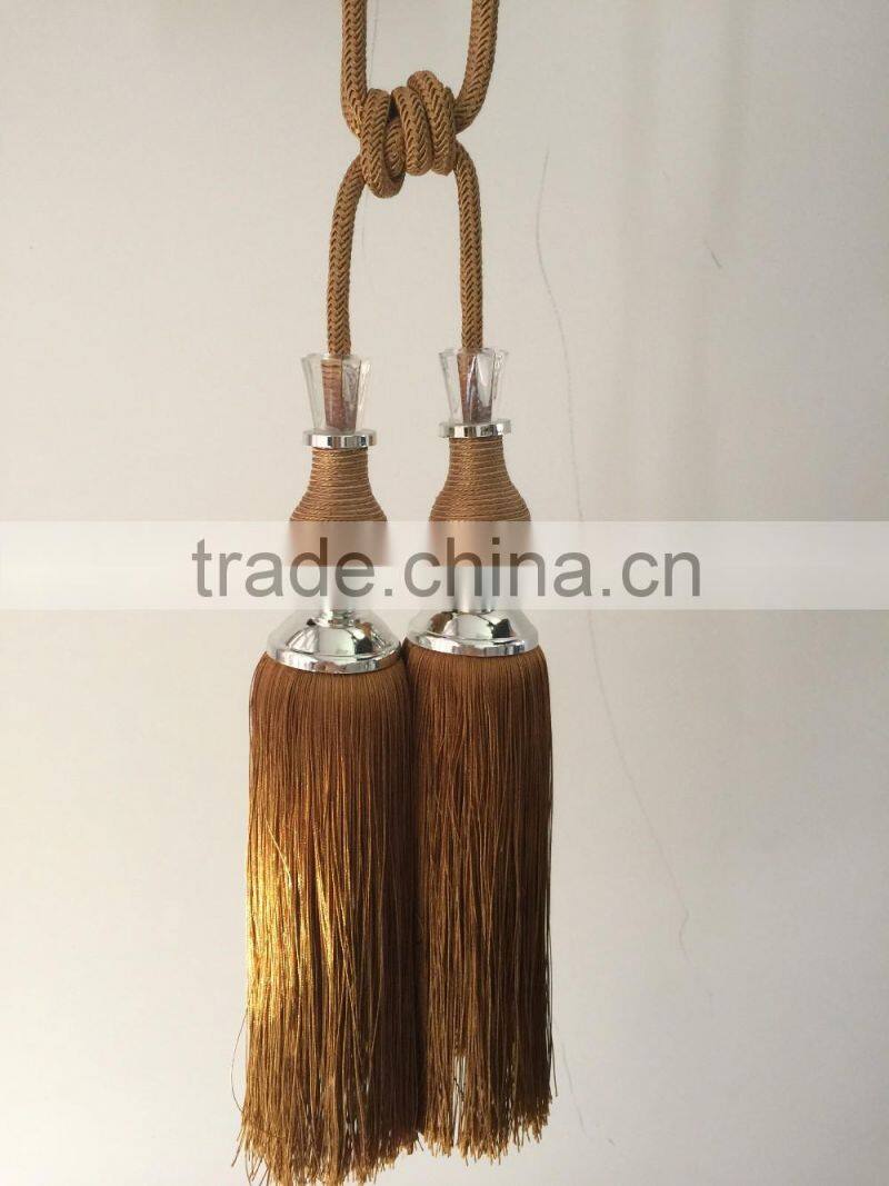Curtain accessories wholesale tassels polyester material curtain tiebacks with crystal bead