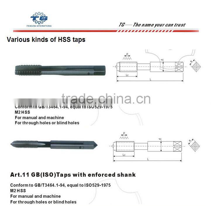 Fully ground M2 long shank taps