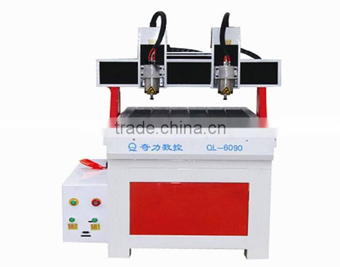 QL-6090 High precision mini two heads woodworking cnc milling machine mini