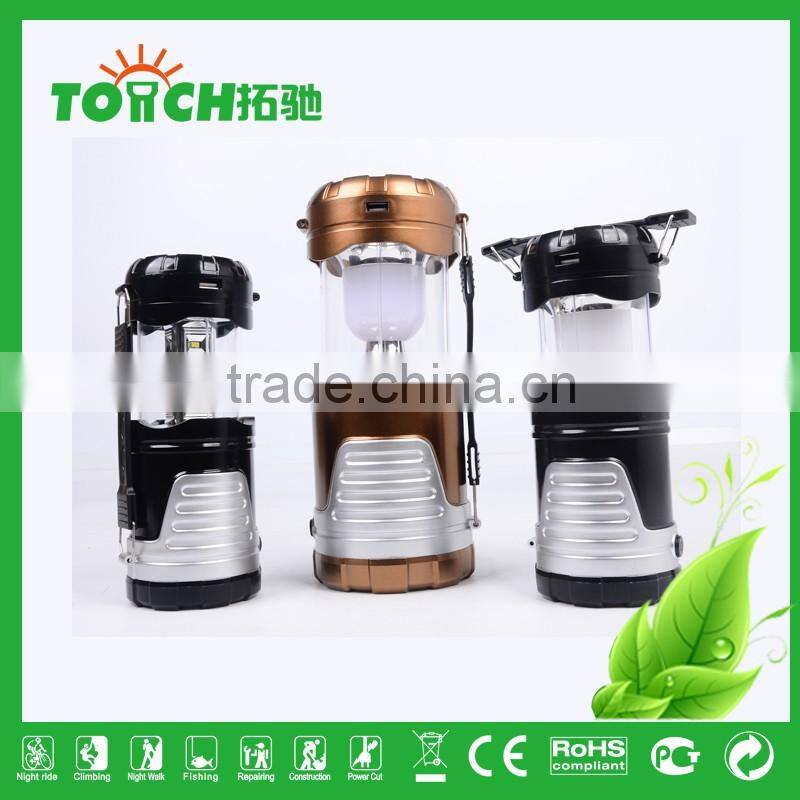 New Product Promotion Solar Rechargeable LED Lantern Flashlight Camping Light with 3w Flashlight Outdoor Camping Lamp