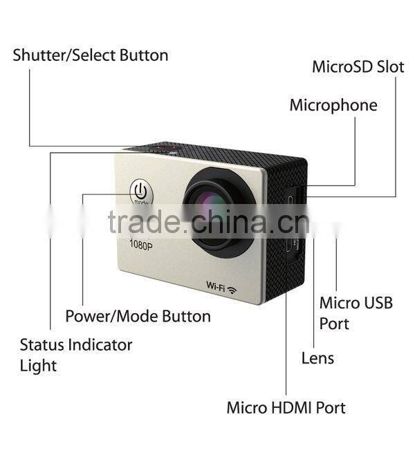 Newest 1.5inch High Speed Recording wifi 1080P 30m waterproof remote control multifunctional sport camera