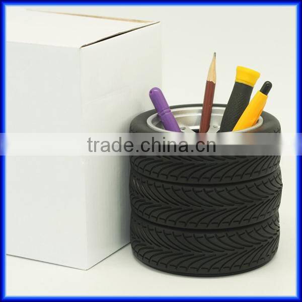 Popular Office Tyre rubber Pencil vase Pen holder for office, Unique Design Tire/tyre Pen Container