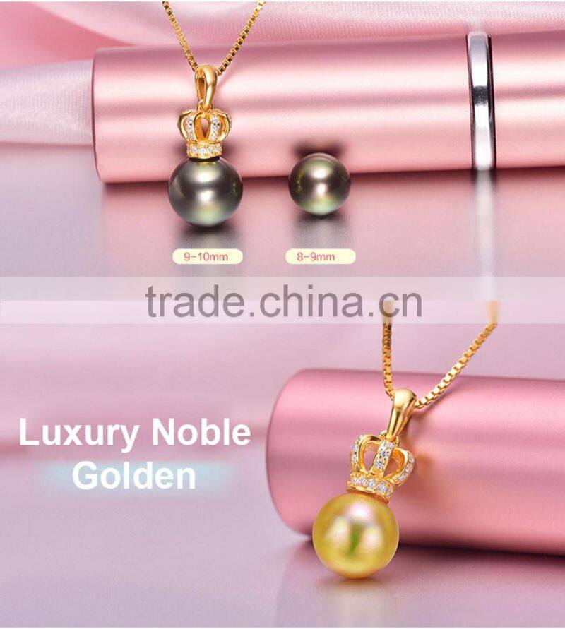 fine jewelry 9--10mm tahitian black pearls pendant for women