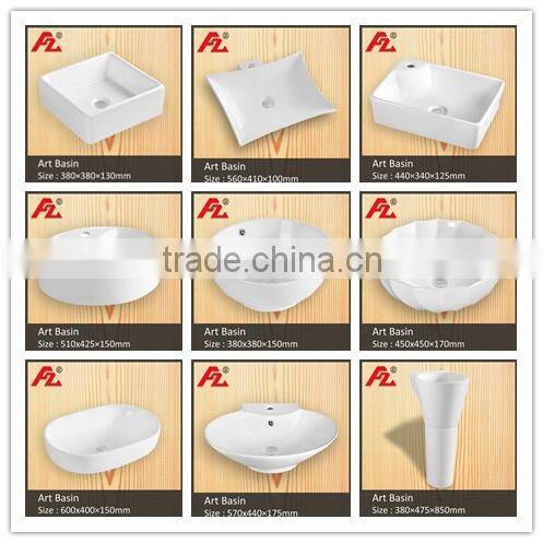 Ceramic above cabinet no hole bathroom basin
