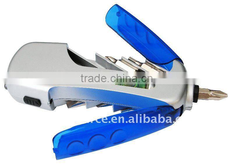 NEW! 8pcs Screwdriver with LED Torch Carabiner
