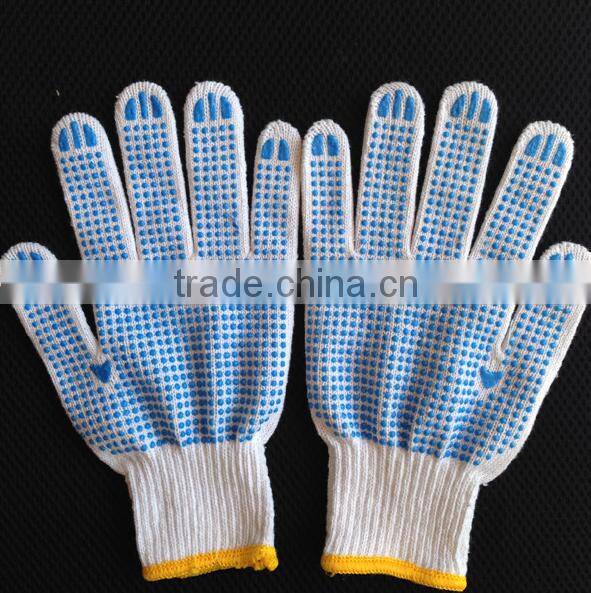 Blue PVC Dotted Cotton Glove/ PVC Dots Work Glove
