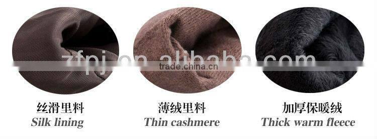 New style black dress Leather Glove with rabbit fur cuff