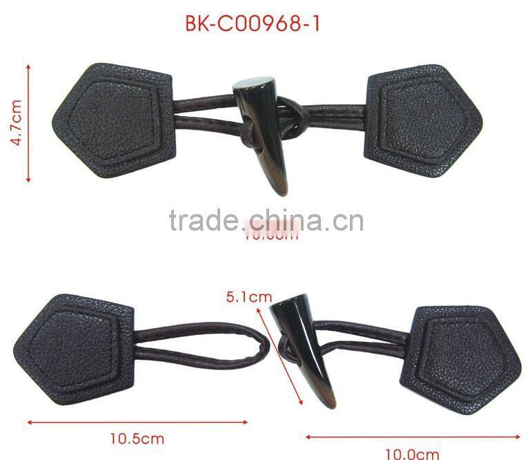 Choco Faux Leather Brown Plastic Stopper Coat Leather Toggle Buttons