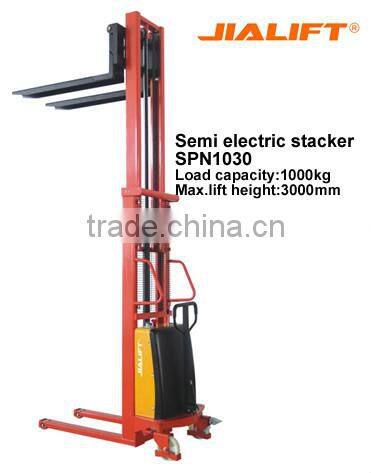 1000kg,3000mm,Semi electric stacker SPN1030