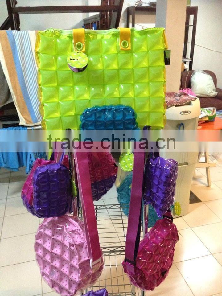 transparent pink inflatable air bag for shopping