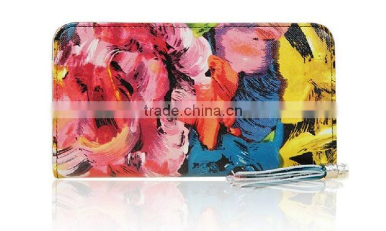 DIY flower print bag wallet with little string