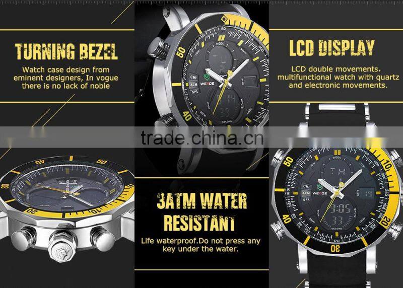 WEIDE Mens Watches Top Brand Watch Stainless Steel Band Sport Watch Men Quartz Fashion Casual Wrist Watch