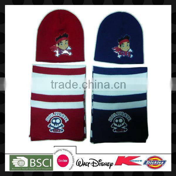 fashion baby beanie lovely polyester fleece beanie and scarf knitted kid scarf