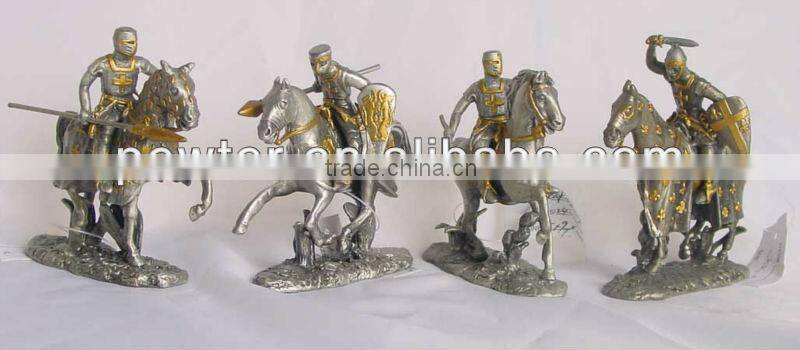 Ancient Gold Painted Metal Warrior Statues