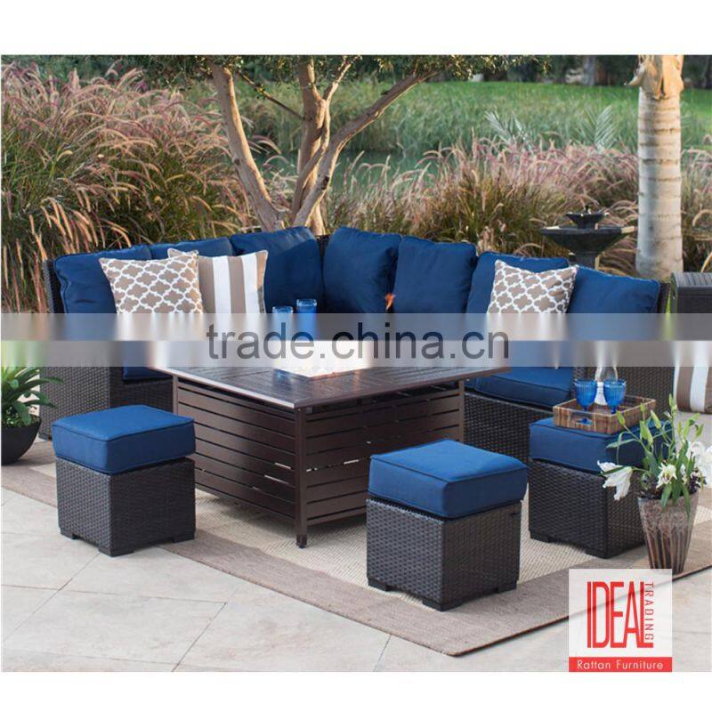 Classic style L shape outdoor rattan sofa with waterproof cushion