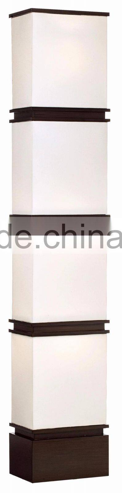 1026-5 glass reflector bowl deep coffee wood accents white linen shades bold lighting style Floor Lamp