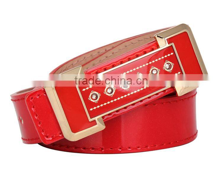 Womens Flower Alloy Buckle Leather Waist Belt
