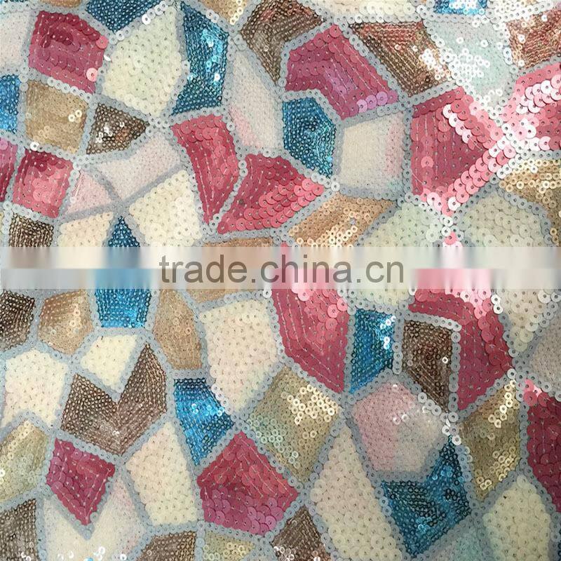 colorful embroidery sequins fabric stone
