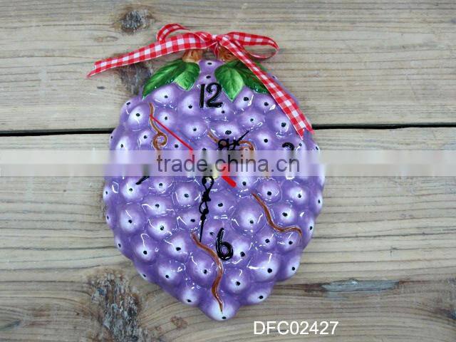 Cute ceramic emboss clock decorative hang wall clock