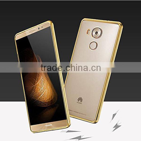 C&T Ultra Slim Metal Plating Frame Clear Soft Gel TPU Silicone Back Cover for Huawei Ascend Mate 8