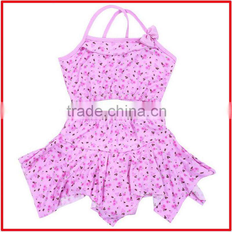 2014 fashion small flower & bowknot lovely little sexy two pieces junior girls swimwear,kids model girls in bikini with skirt