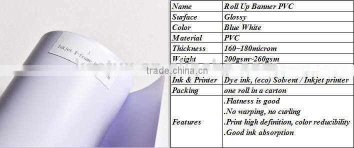 rigid pvc for roll up banner/inkjet printable pvc roll/roll up banner pvc film