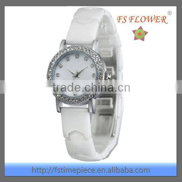 FS FLOWER - 2015 New Fashion Lady Watch with White Ceramic Watch Band