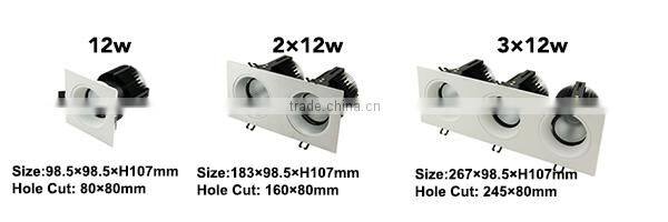 12w cob led downlight, China recessed downlight, square led downlight