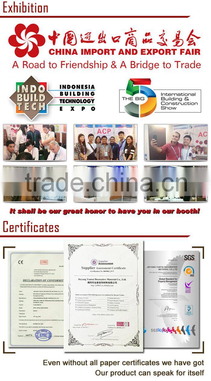 Fireproof wall panel PE PVDF coated aluminum composite panel suppliers