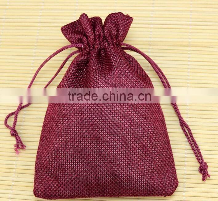 13cm*18cm Hot Pink Color Wholesale Custom Jute Bag Linen Cotton Bag