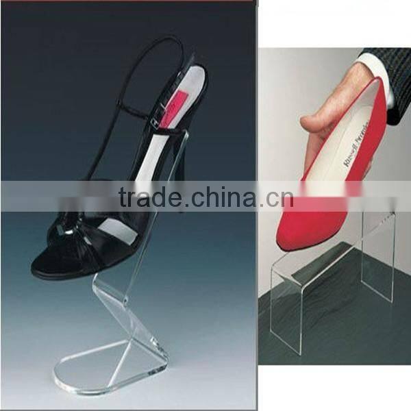Hot sales! clear acrylic shoe display stand with decorative pattern for women