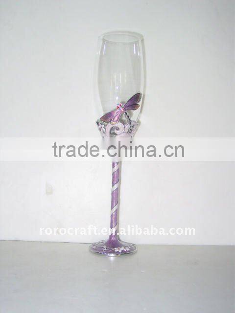 pewter design wedding champagne flute