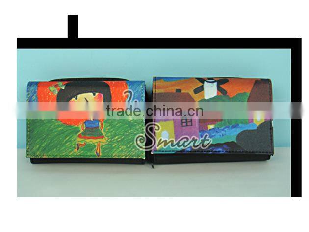 JSMART folded wallet artistic drawing digital printing custom photo bag sublimation