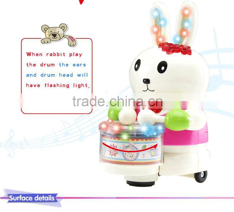 Electric bear play drum with light & music plastic bear toys for kids