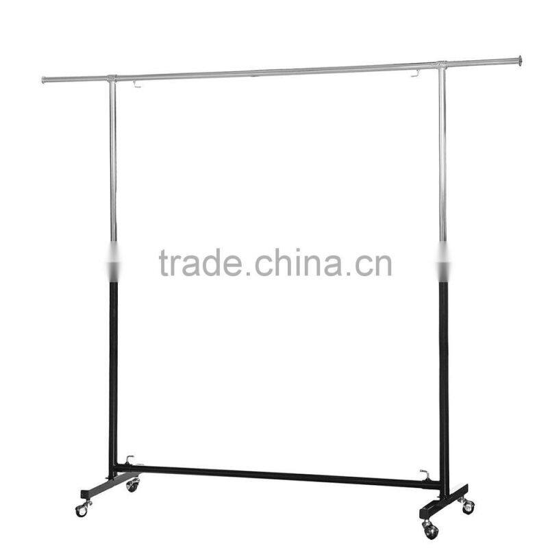 Black & Chrome Adjustable Clothes Rail - Max. H1600 x W1200 x D400 mm