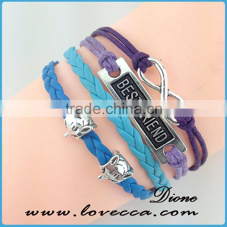 New jewelry fashion leather bracelet infinity love braid bracelet