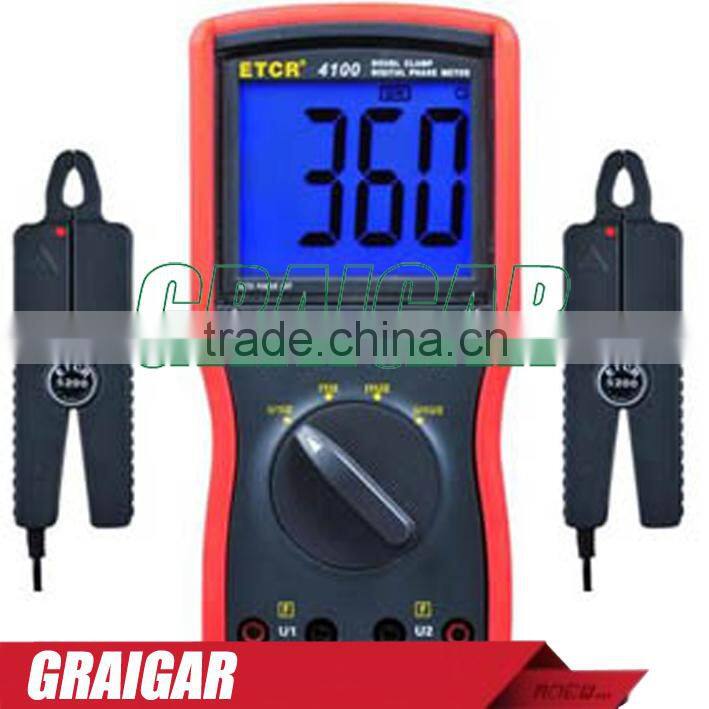 2013 Best Quality High Accuracy and Stability Phase Meter ETCR4100 Double Clamp Digital Phase Meter