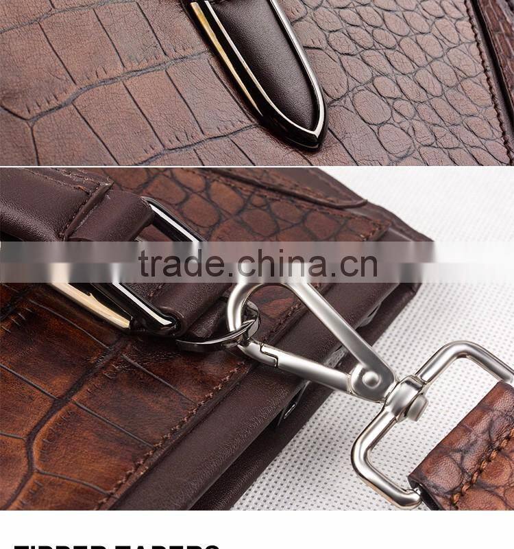 QIALINO new 2016 vintage leather briefcase leather man laptop bag for macbook air/pro 12 13