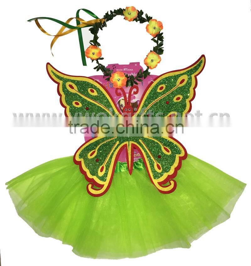 Tinkerbell Tutu Red Butterfly Childs Fairy Costume Wing Wand Set
