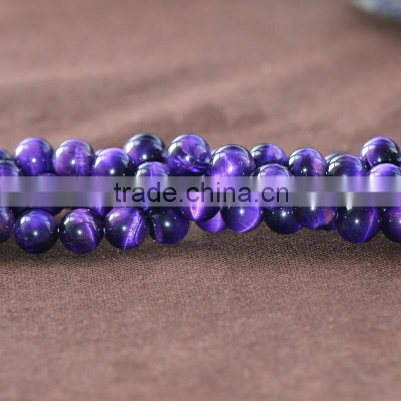 6mm 8mm 10mm 12mm purple round natural tiger eye bead 16 strand necklace